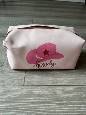 Pink 'Howdy' Cowboy Hat Cosmetic Bag